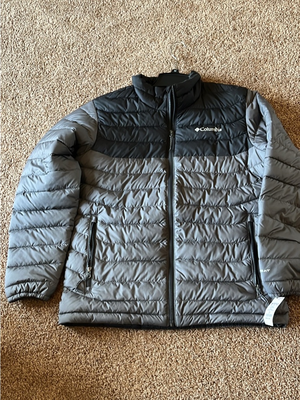 Columbia Men's Gray & Black Puffer Jacket size medium new with tags.